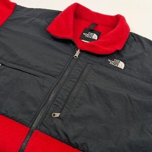 Vintage The North Face Denali Fleece Jacket Mens XL Black Red‎ Full Zip USA Made